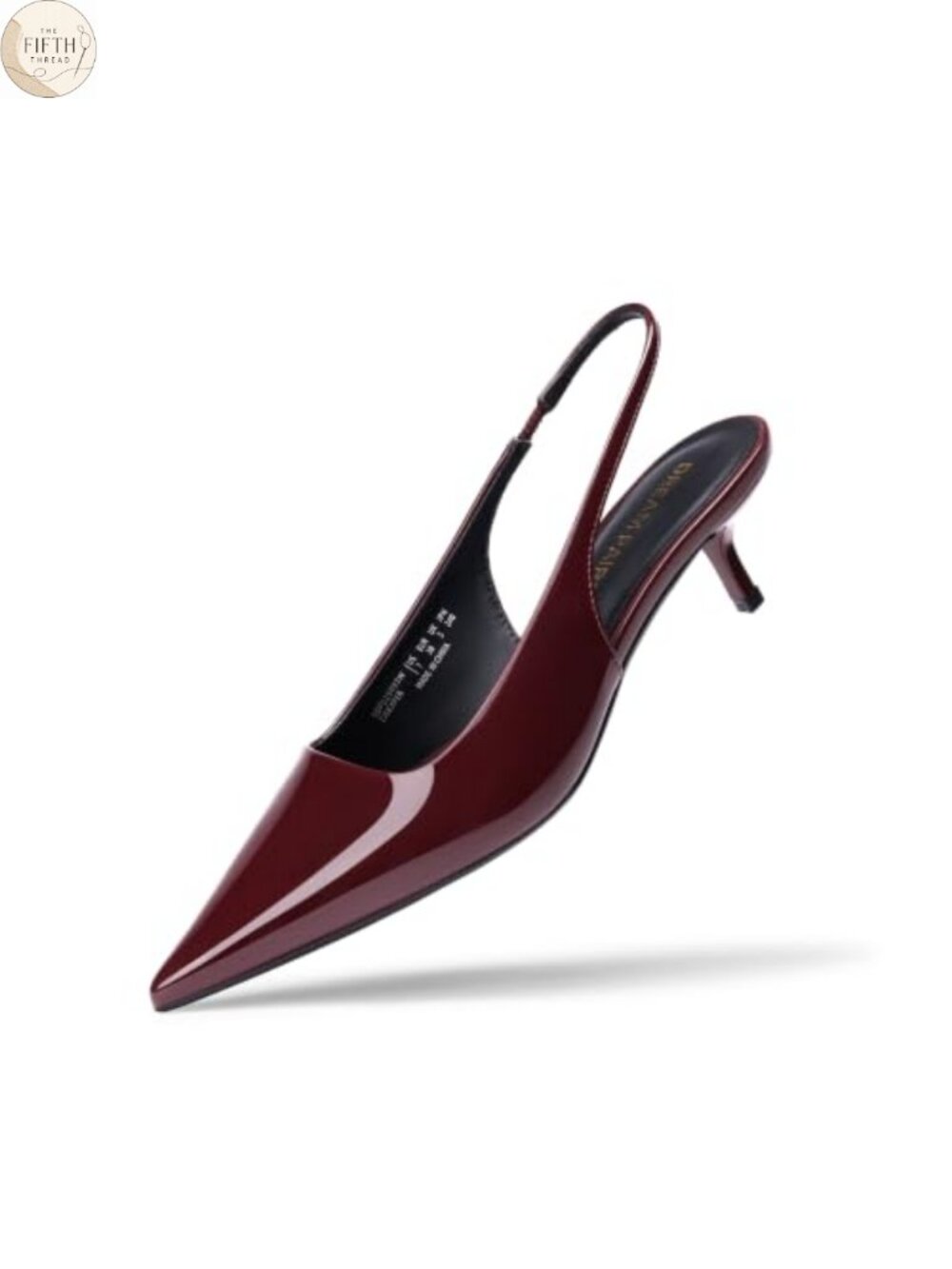 Kitten Heel Slingback Pumps Pointed Toe Faux Leather Office Dress Shoes